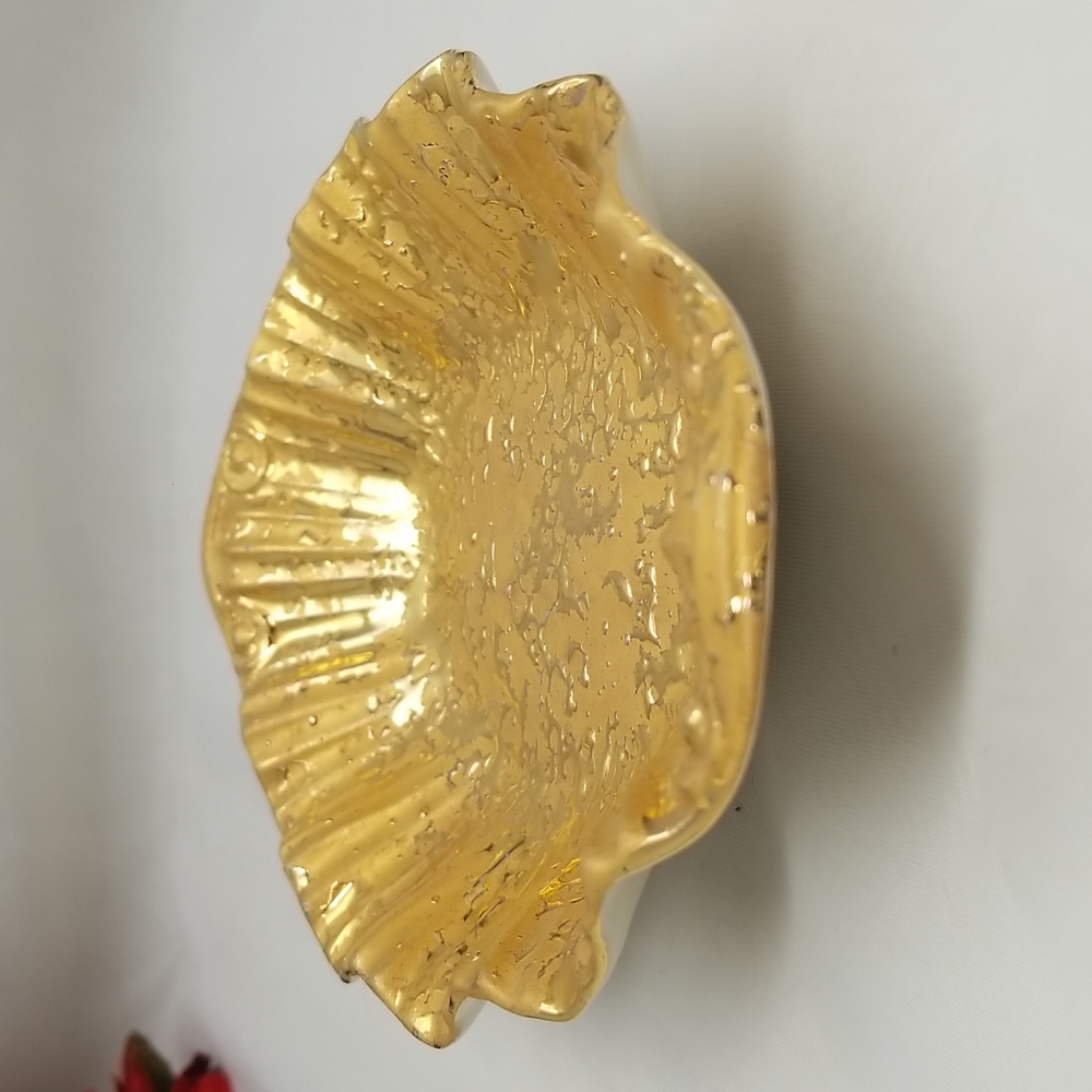 Weeping Gold Glaze 22K Hollywood Regency Style Bowl - Picture 13 of 17